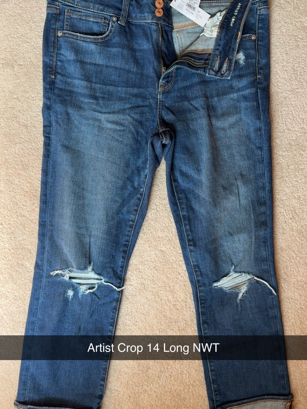 American Eagle Outfitters Distressed Cropped Jeans - Blue